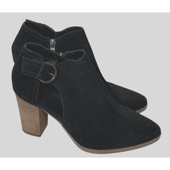 Franco Fortini Black Suede Cutout Booties – Women’s 9, 3” Block Heel - Picture 4 of 11